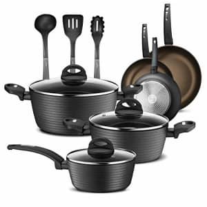 NutriChef Kitchenware Pots & Pans Kitchen Cookware Stylish Metallic Ridge-Line Pattern, Non-Stick for $166