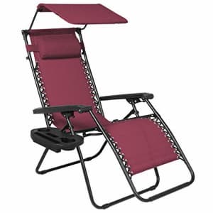 Best Choice Products Folding Zero Gravity Outdoor Recliner Patio Lounge Chair w/Adjustable Canopy for $50