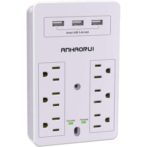 Anhaorui 6-Outlet Surge Protector Outlet Extender for $20