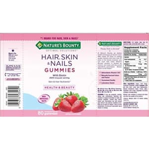 Nature's Bounty Optimal Solutions Hair, Skin and Nails Gummies, 80 Count for $11