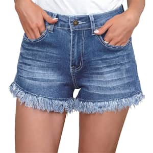 Kissmoda Women's Frayed Denim Shorts for $15 Kissmoda Women's Frayed Denim Shorts for $15