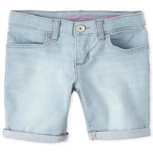 The Children's Place Girls' Plus Denim Skimmer Shorts, ICE WASH, 12P for $14