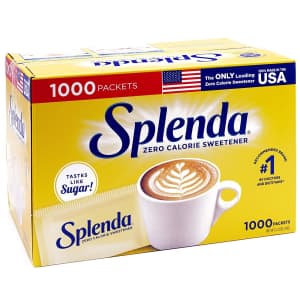 Splenda No Calorie Sweetener Sachets 1,000-Pack for $17 Splenda No Calorie Sweetener Sachets 1,000-Pack for $17