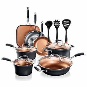 NutriChef Stackable Pots and Pans Set 14-pcs Luxurious Stackable Cookware Set Sauce Pans Nonstick for $140