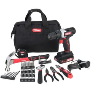 Hyper Tough 20V Max Lithium-ion 3/8" Cordless Drill + 70-Piece DIY Home Tool Set for $40 in cart