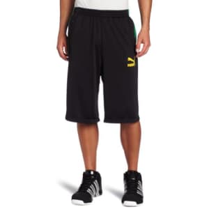 PUMA Men's T7 Poly Shorts, Black/Green, Large for $21