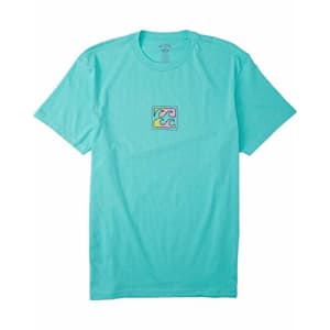Billabong Men's Short Sleeve Premium Logo Graphic Tee T-Shirt, Light Aqua Crayon Wave, 2XL for $20