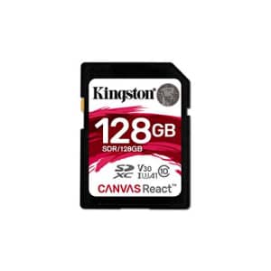 Kingston Canvas React 128GB SDXC Class 10 SD Memory Card UHS-I100MB/s R Flash Memory High Speed SD for $33