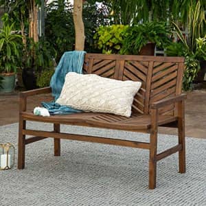 Walker Edison Furniture Company AZW48VINLSDB Outdoor Patio Wood Chevron Loveseat Chair All Weather for $252
