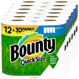 Bounty Quick-Size Paper Towel Family Roll 12-Pack for $23 Bounty Quick-Size Paper Towel Family Roll 12-Pack for $23