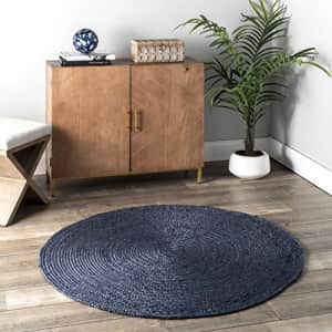 nuLOOM Rigo Hand Woven Jute Area Rug, 4' Round, Navy for $60 nuLOOM Rigo Hand Woven Jute Area Rug, 4' Round, Navy for $60