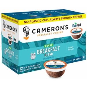 Cameron's Coffee Single Serve Pods, Decaf Breakfast Blend, 12 Count (Pack of 1) for $13