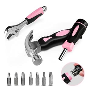WORKPRO 10-piece Pink Tool Kit, Household Tools Set for Women with Screwdriver Bits Holder Set, for $14