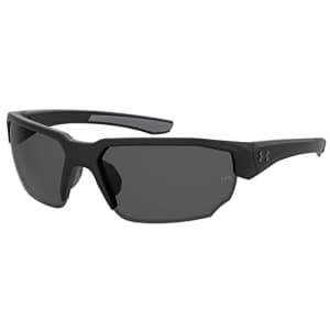 Under Armour Men's Blitzing Wrap Sunglasses Polarized, Matte Black, 70mm, 9mm for $70