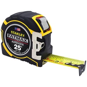 STANLEY FMHT33338L 1-1/4-Inch Auto Lock Tape Measure,Black/Yellow,25' for $30 STANLEY FMHT33338L 1-1/4-Inch Auto Lock Tape Measure,Black/Yellow,25' for $30