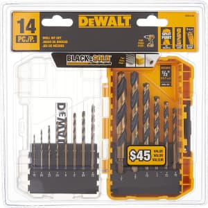 DeWalt 14-Piece Twist Drill Bit Set for $10