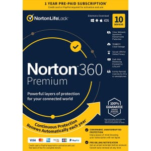 Norton 360 Premium 2021 for 10 Devices for $28 Norton 360 Premium 2021 for 10 Devices for $28