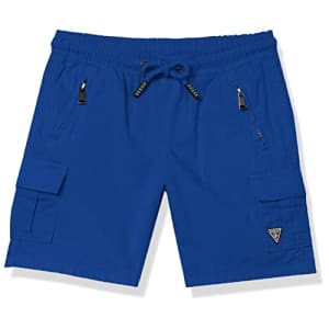 GUESS Boys' Twill Gabardine Cargo Pocket Shorts, High Def Blue, 4 for $16