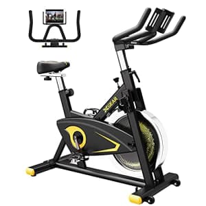 XGEAR Exercise Bike with Tablet Holder, Magnetic Resistant Bike, Belt Drive Indoor Cycling Bike, for $130