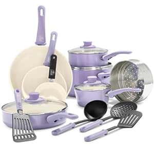 GreenLife Soft Grip Healthy Ceramic Nonstick, Cookware Pots and Pans Set, 16 Piece, Lavender for $120