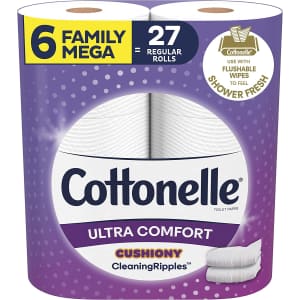 Cottonelle Ultra Comfort Toilet Paper Mega Roll 6-Pack for $8