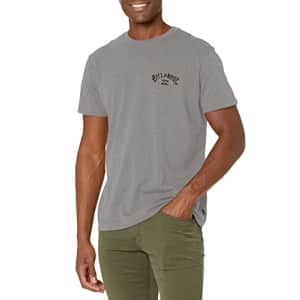 Billabong Men's Classic Short Sleeve Premium Logo Graphic T-Shirt, Light Grey Heather Arch Fill, for $19