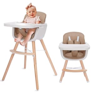 Little Dove 3-in-1 Convertible Wooden High Chair for $78