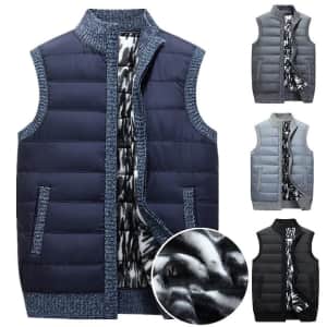 Men's Stand-Up Collar Sweater Vest for $12
