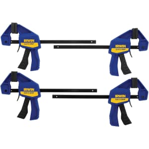 Irwin Quick-Grip 6" One-Handed Mini Bar Clamp 4-Pack for $32