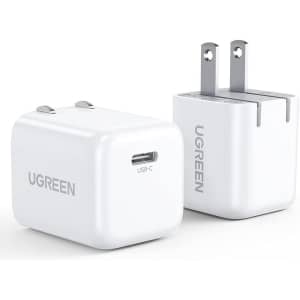 Ugreen 20W USB C Fast Charger 2-Pack for $16