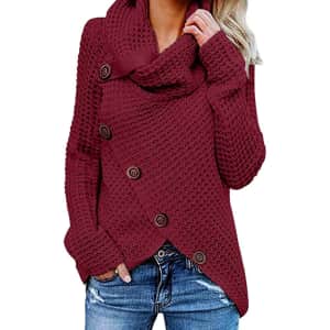 Women's Cowl Neck Asymmetric Sweater for $22