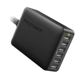 RAVPower 60W 6-Port USB Desktop Charging Station for $9