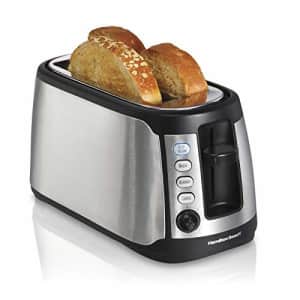 Hamilton Beach 4 Slice Extra Wide Long Slot Stainless Steel Toaster with Keep Warm, Defrost and for $40