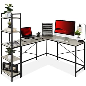 Best Choice Products L-Shaped Corner Computer Desk, Large Study Workstation Furniture for $180