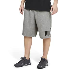PUMA Men's Big & Tall Essentials Big Logo Fleece 10" Shorts, Medium Gray Heather, 4X-Large for $19