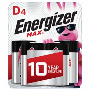 Energizer Max D Batteries, Premium Alkaline D Cell Batteries (4 Battery Count) for $12 Energizer Max D Batteries, Premium Alkaline D Cell Batteries (4 Battery Count) for $12