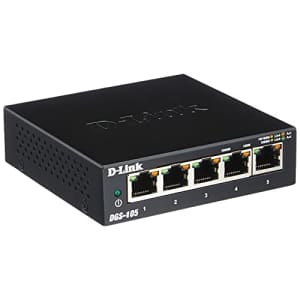 D-Link Ethernet Switch, 5 Port Gigabit Unmanaged Metal Desktop Plug and Play Compact (DGS-105) for $30