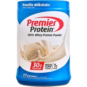 Premier Protein 100% Whey Protein Powder 23-oz. Tub for $13 via Sub & Save