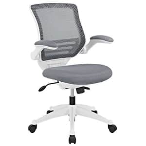 Modway Edge Mesh Office Chair with White Base and Flip-Up Arms in Gray - Perfect For Computer Desks for $193