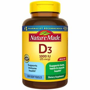 Nature Made Vitamin D3 1000 IU (25 mcg) Softgels, 300 Count for Bone Health (Packaging May Vary) for $10