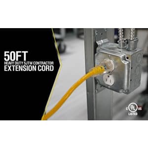 Yellow Jacket 2884 12/3 Heavy-Duty 15-Amp SJTW Contractor Extension Cord with Lighted Ends, Ideal for $45