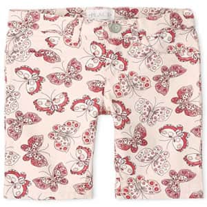 The Children's Place Girls' Printed Denim Skimmer Shorts, Rosebud, 6 for $15