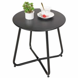 Grand Patio Side Table, Outdoor End Table Weather Resistant Steel, Small Metal Round Table, Indoor for $40
