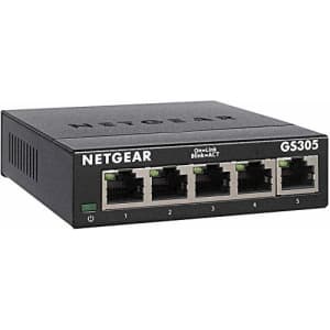NETGEAR GS305 5-Port Gigabit Ethernet Network Switch, Hub, Internet Splitter, Desktop, Sturdy for $39
