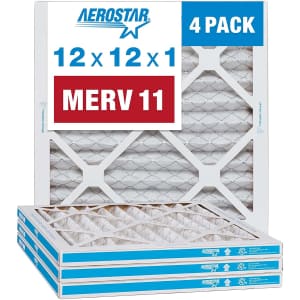 Aerostar 12x12x1" MERV 11 Pleated AC Furnace Air Filter 4-Pack for $31 Aerostar 12x12x1" MERV 11 Pleated AC Furnace Air Filter 4-Pack for $31