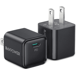 RAVPower 20W USB C PD Wall Charger 2-Pack for $9