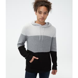 Aeropostale Men's Colorblock Ribbed Hooded Sweater for $20