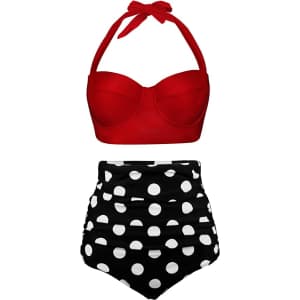 Aixy Women's 2-Piece High-Waisted Swim Suit for $18