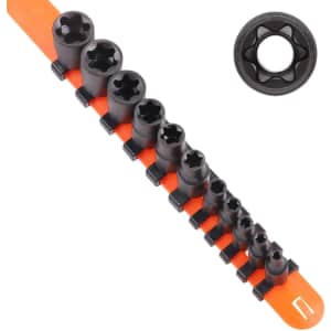 Horusdy 11-Piece E-Torx Star Socket Set w/ Storage Rail for $10