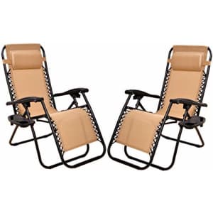 BalanceFrom Adjustable Zero Gravity Lounge Chair Recliners for Patio, Beige for $100